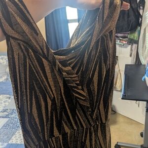 Elegant Black and Gold Patterned Dress